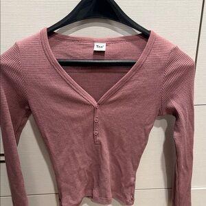 TNA Mauve Long Sleeve V-Neck Top